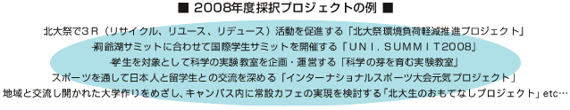 2008年度採択プロジェクトの例