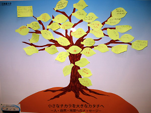 葉っぱに書かれたメッセージ