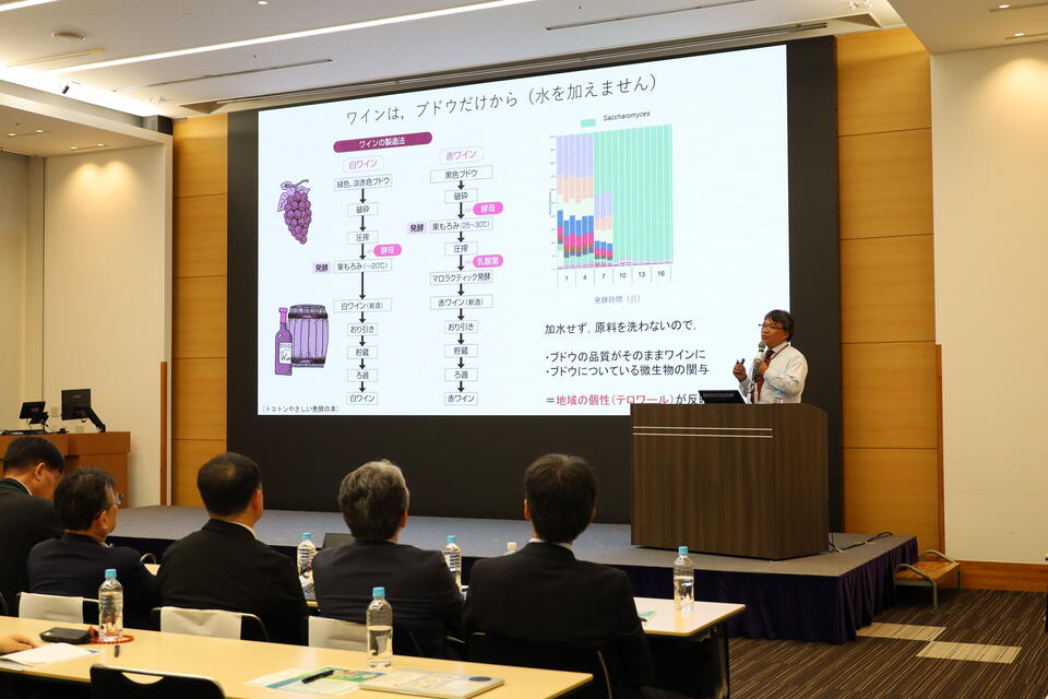 「ワインの力を、北海道の地域や経済の活性に活かしたい」と話す曾根教授