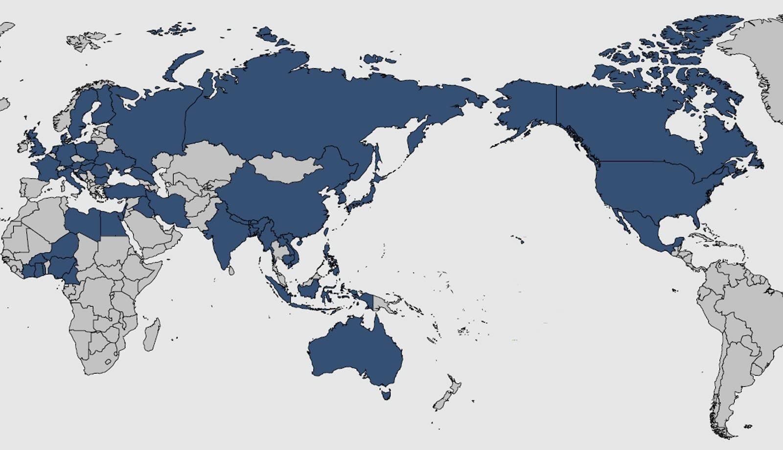 2014年以降に高病原性鳥インフルエンザが確認された国々
